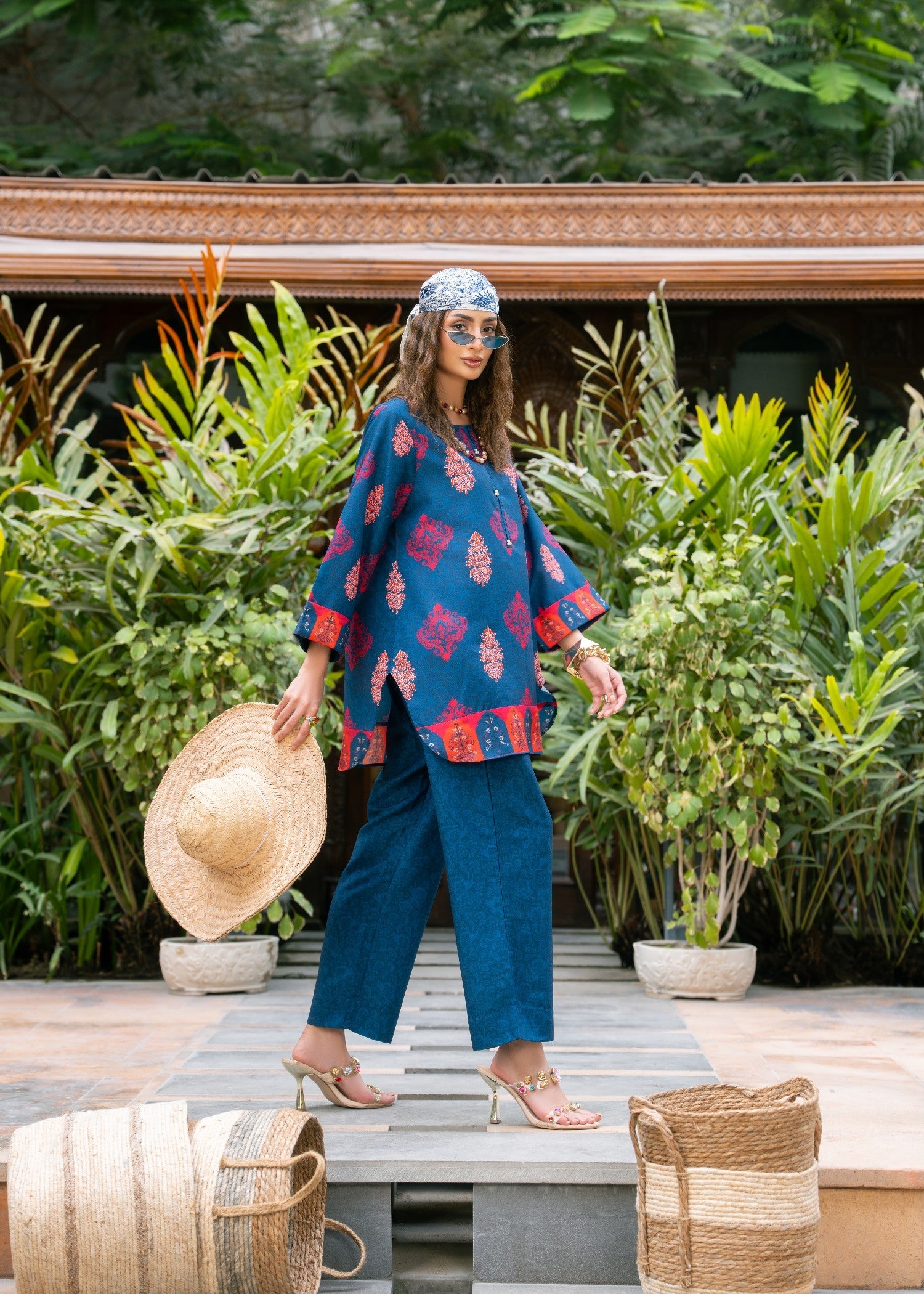 poly lawn Co ord Sets in Cobalt blue