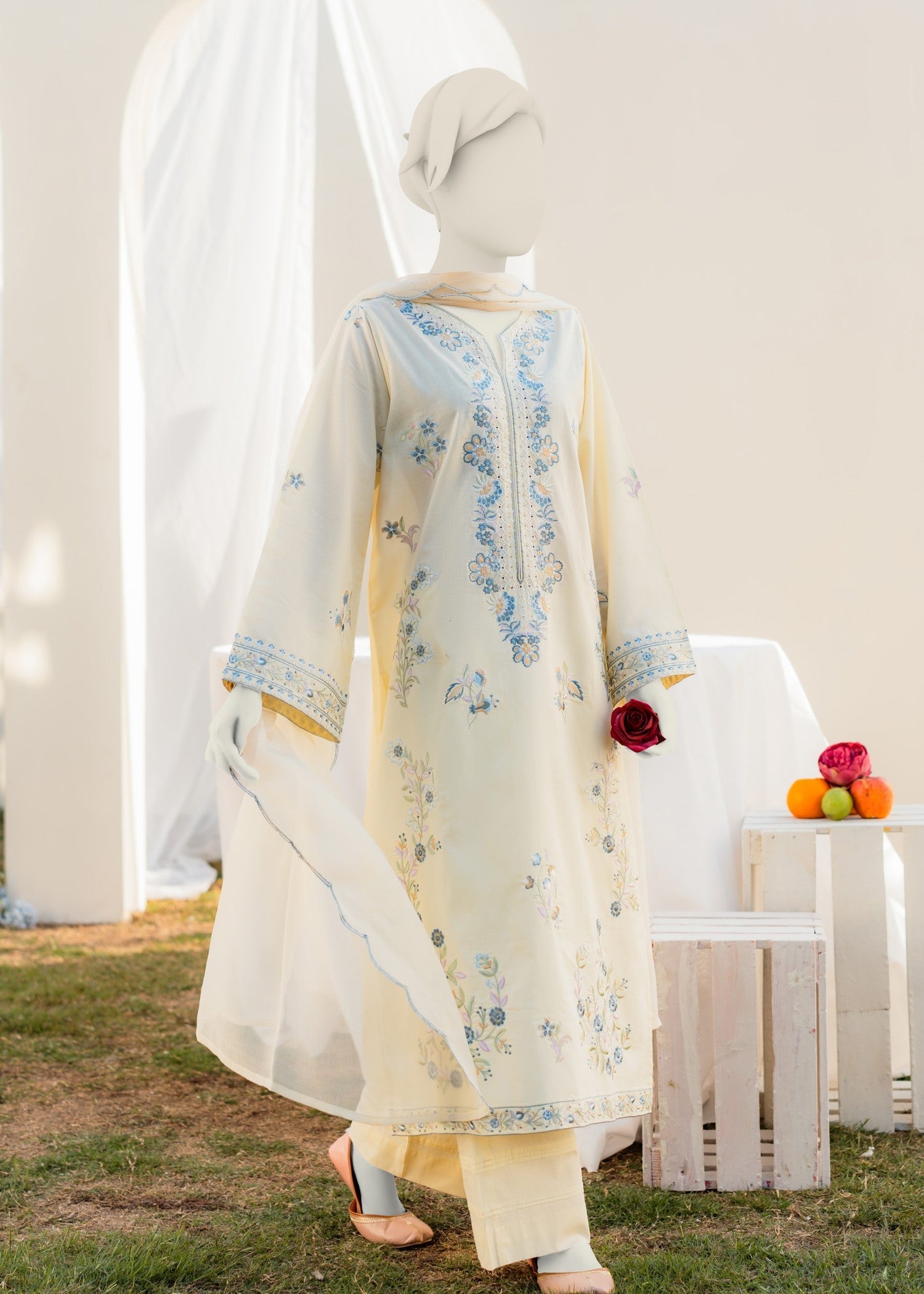 lawn Kurta Set in Butter