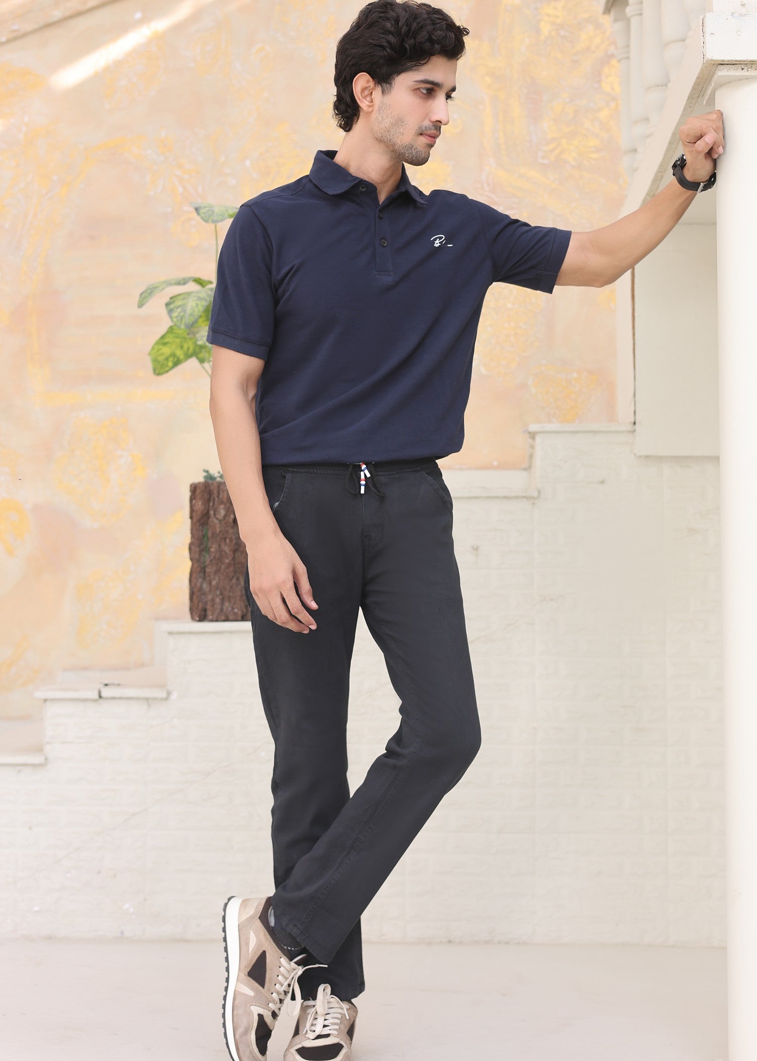 cotton Polo Shirt in Moonlight blue