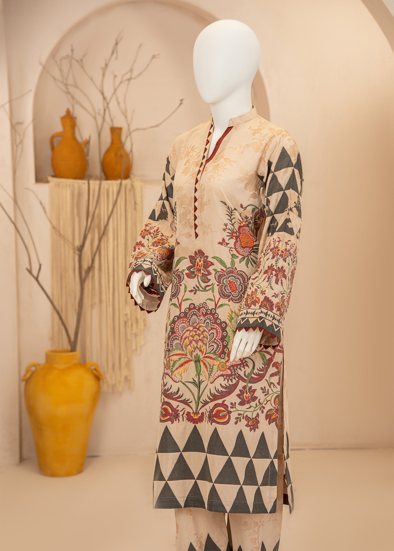 jacquard Co Ord Sets in Wheat