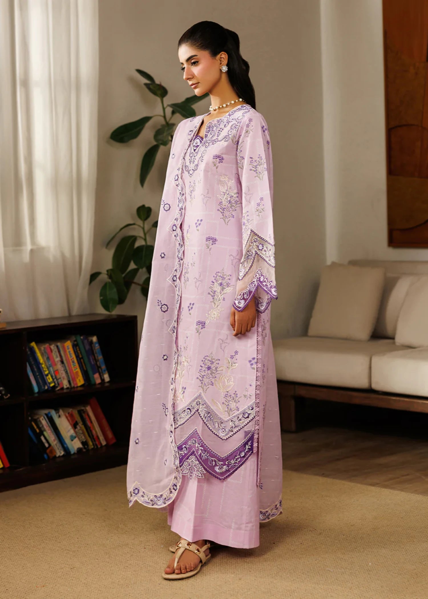 lawn Unstitched in Mauve
