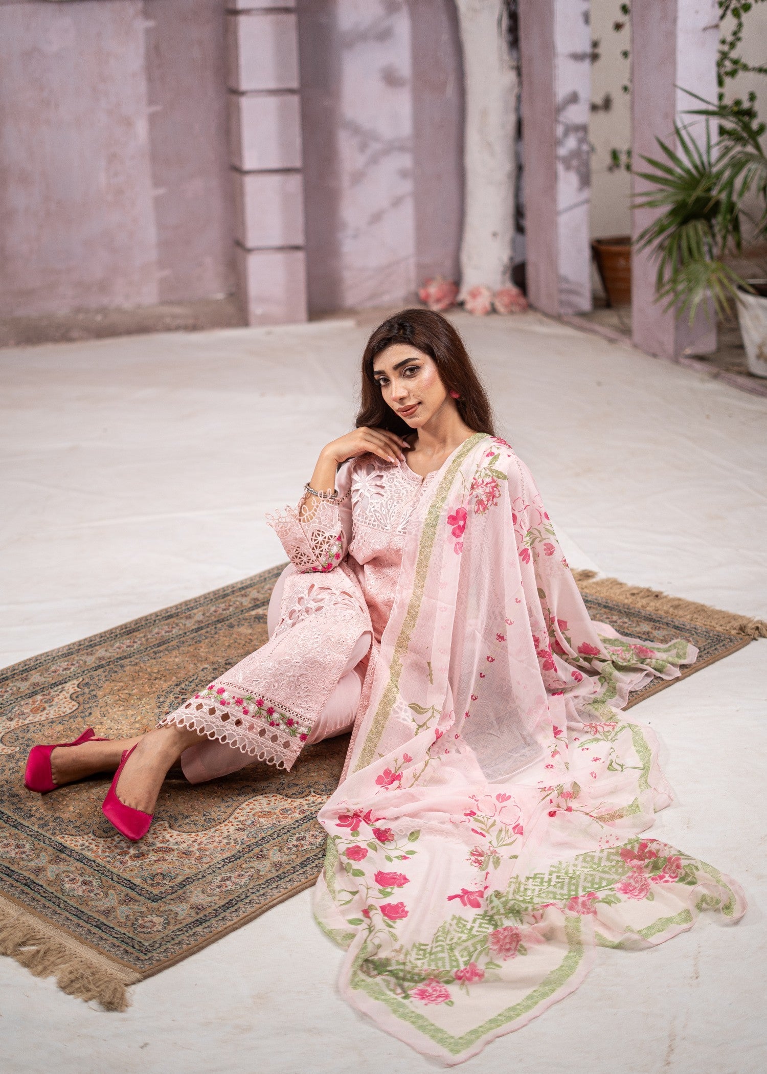 cotton Kurta Set in Baby pink