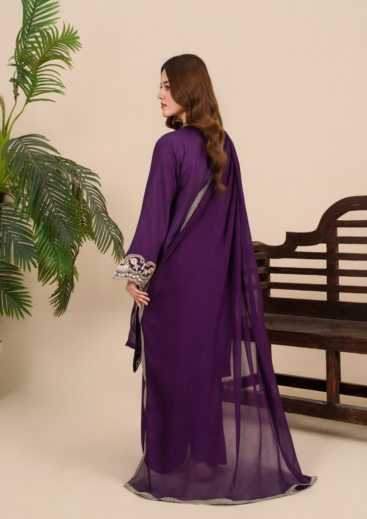 viscose thai silk Kurta Set in Plum