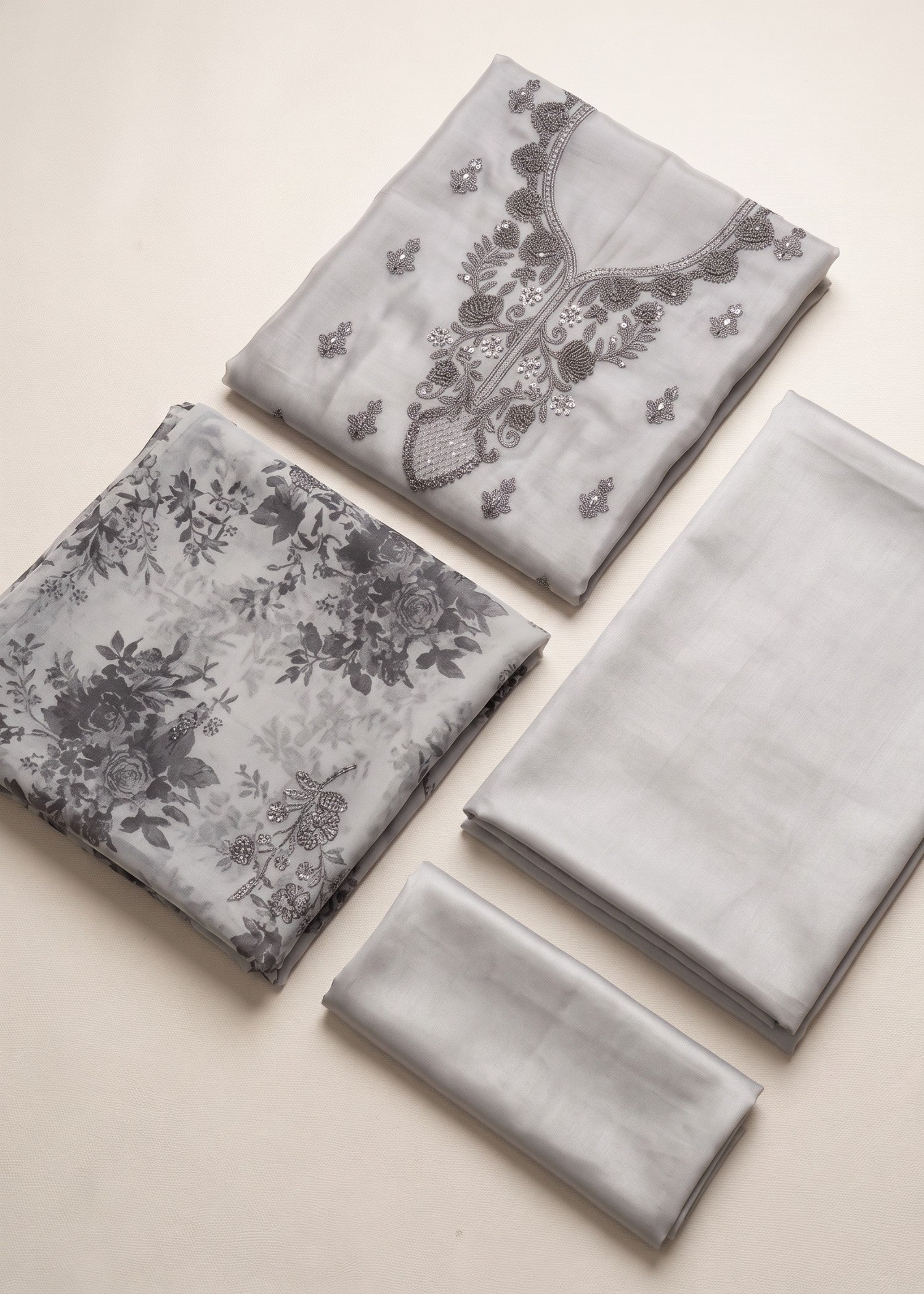 organza Unstitched in Silver