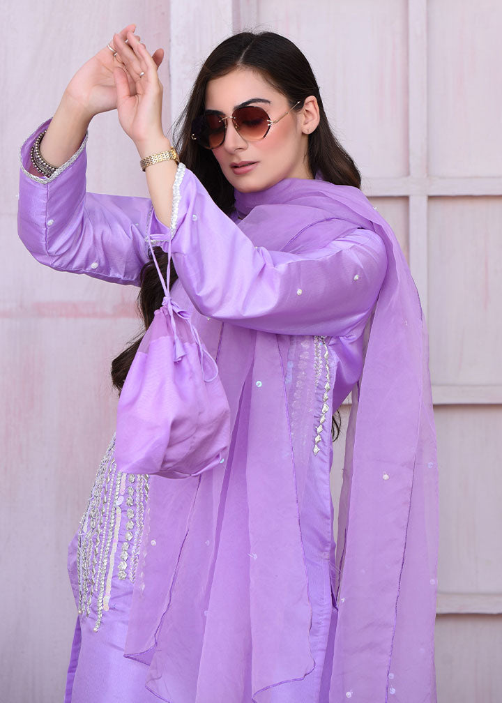 viscose thai silk Kurta Set in Lavender