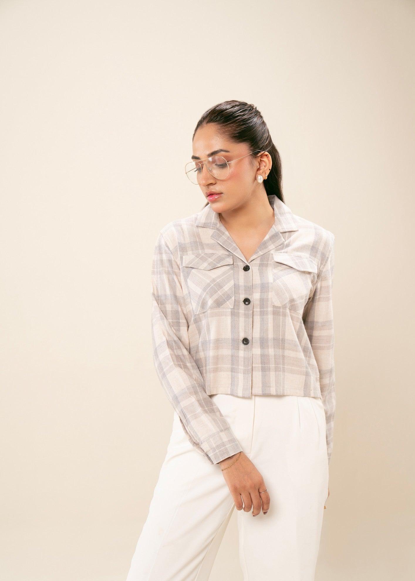 flannel Top in Off-white