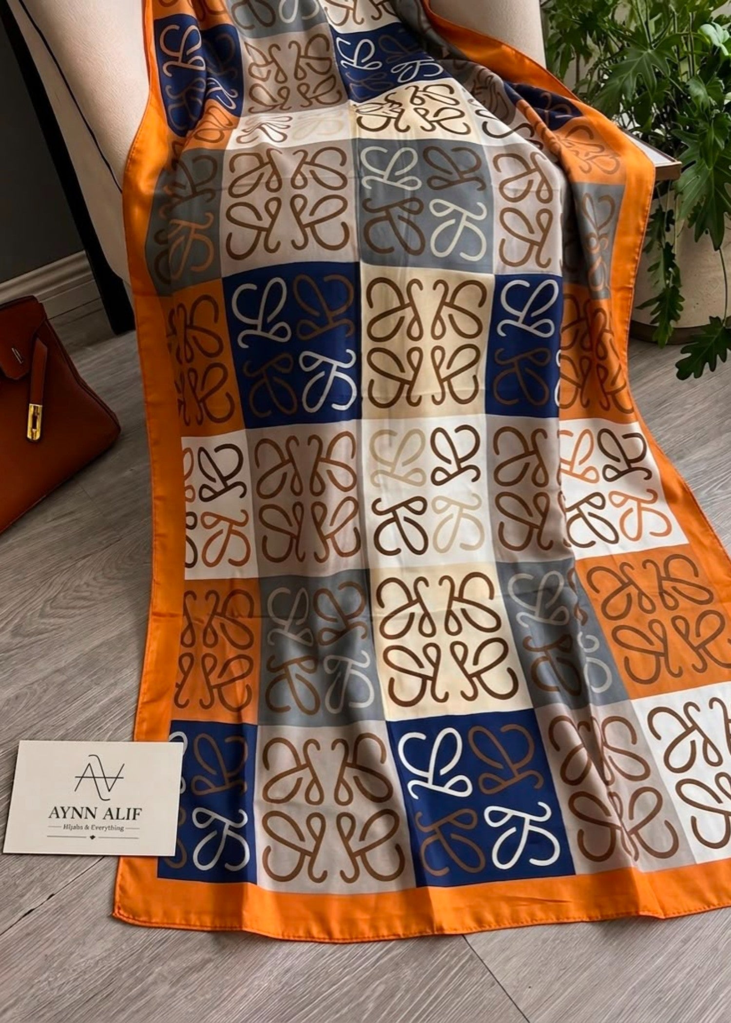 silk Hijab in Pumpkin orange