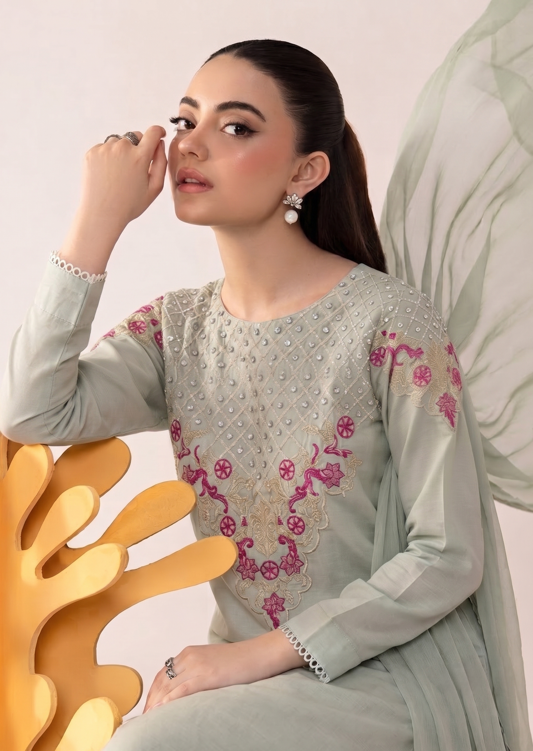 viscose Kurta Set in Moss green