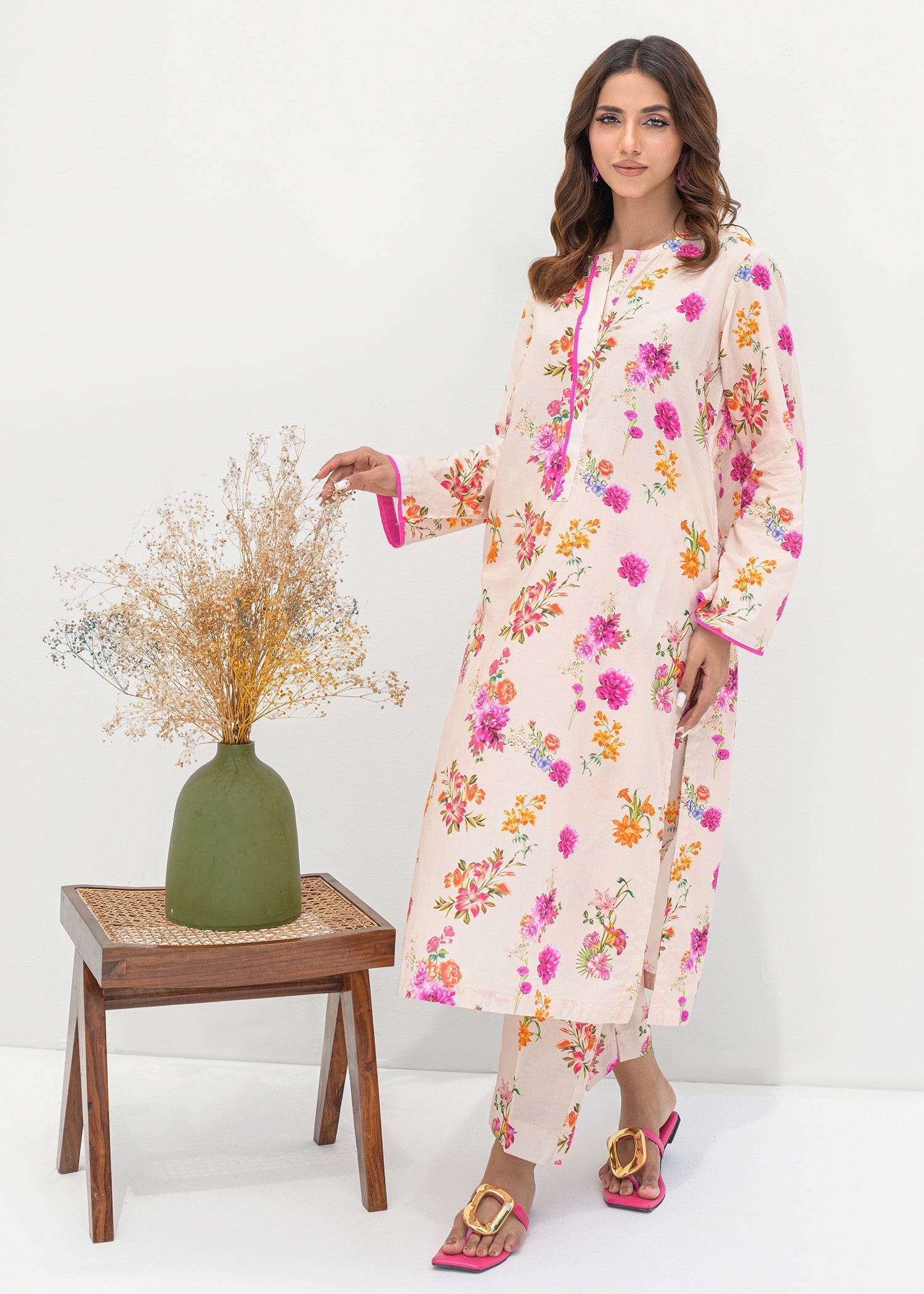 cambric Co Ord Sets in Pastel pink