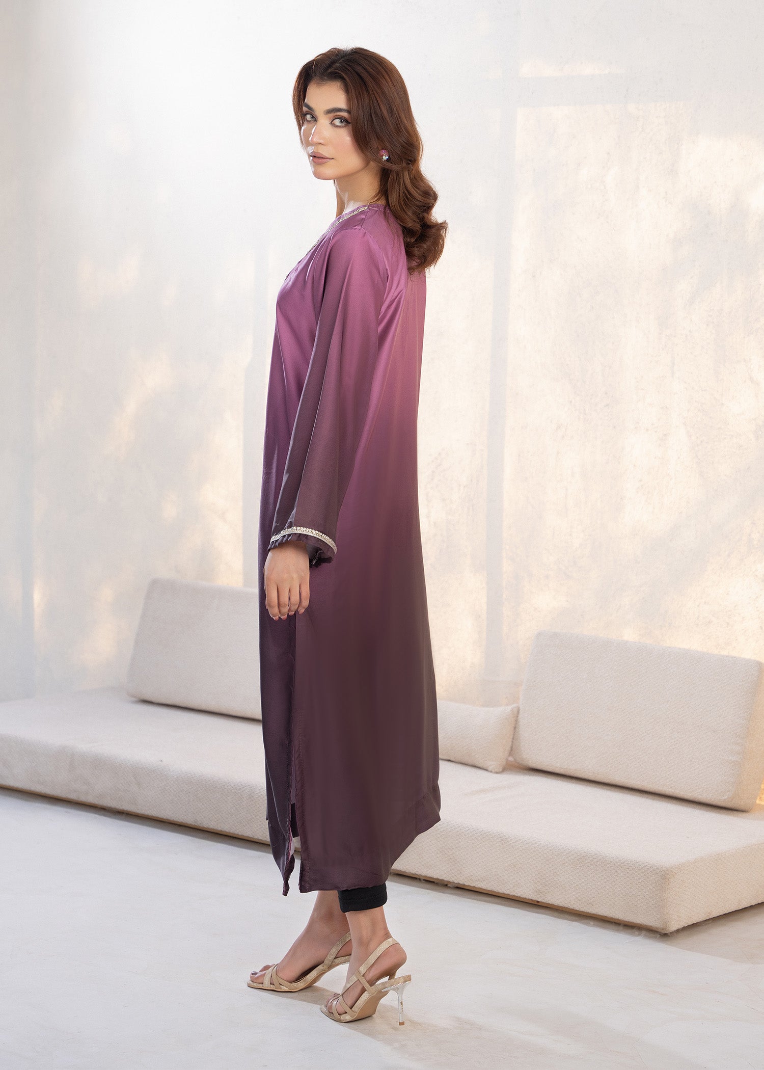 silk Kurti in Magenta haze
