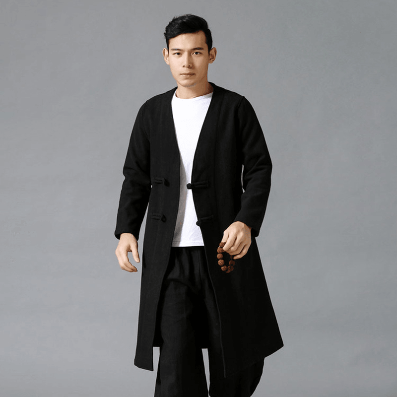 Large Size Men'S Jacket with Chinese Disc Button