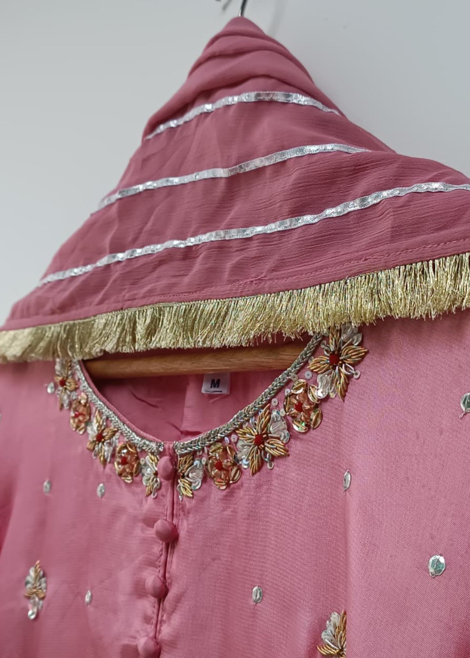 tussar silk Kurta Set in Blush pink