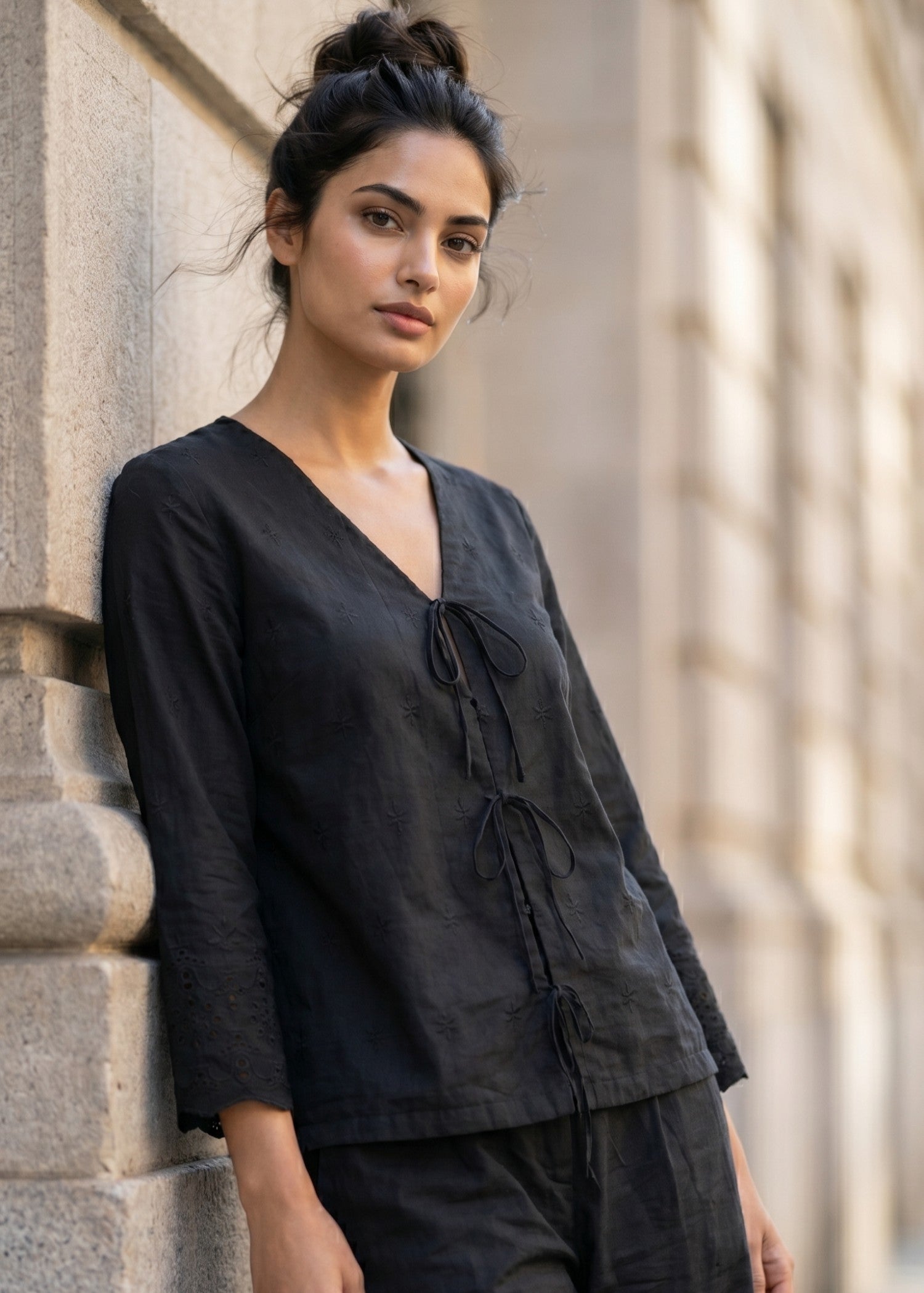 schiffli Co Ord Sets in Black