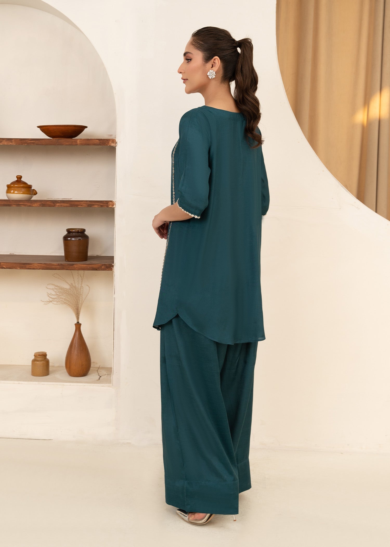 thai silk Kurta Set in Teal