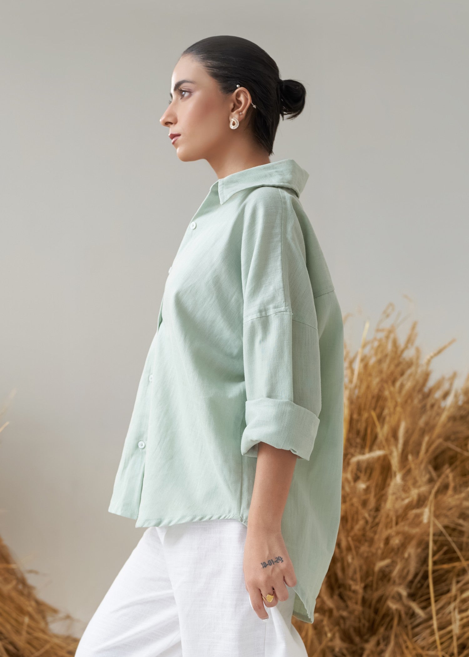 linen Top in Mint green