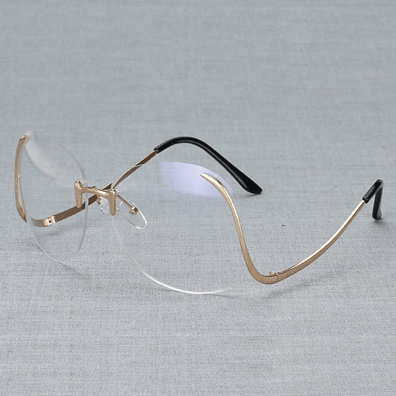 Color Ocean Lens Frameless Bent-Leg Sunglasses