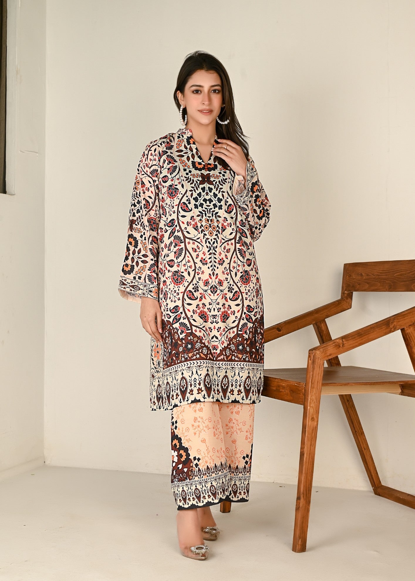 cotton silk Co Ord Sets in Beige