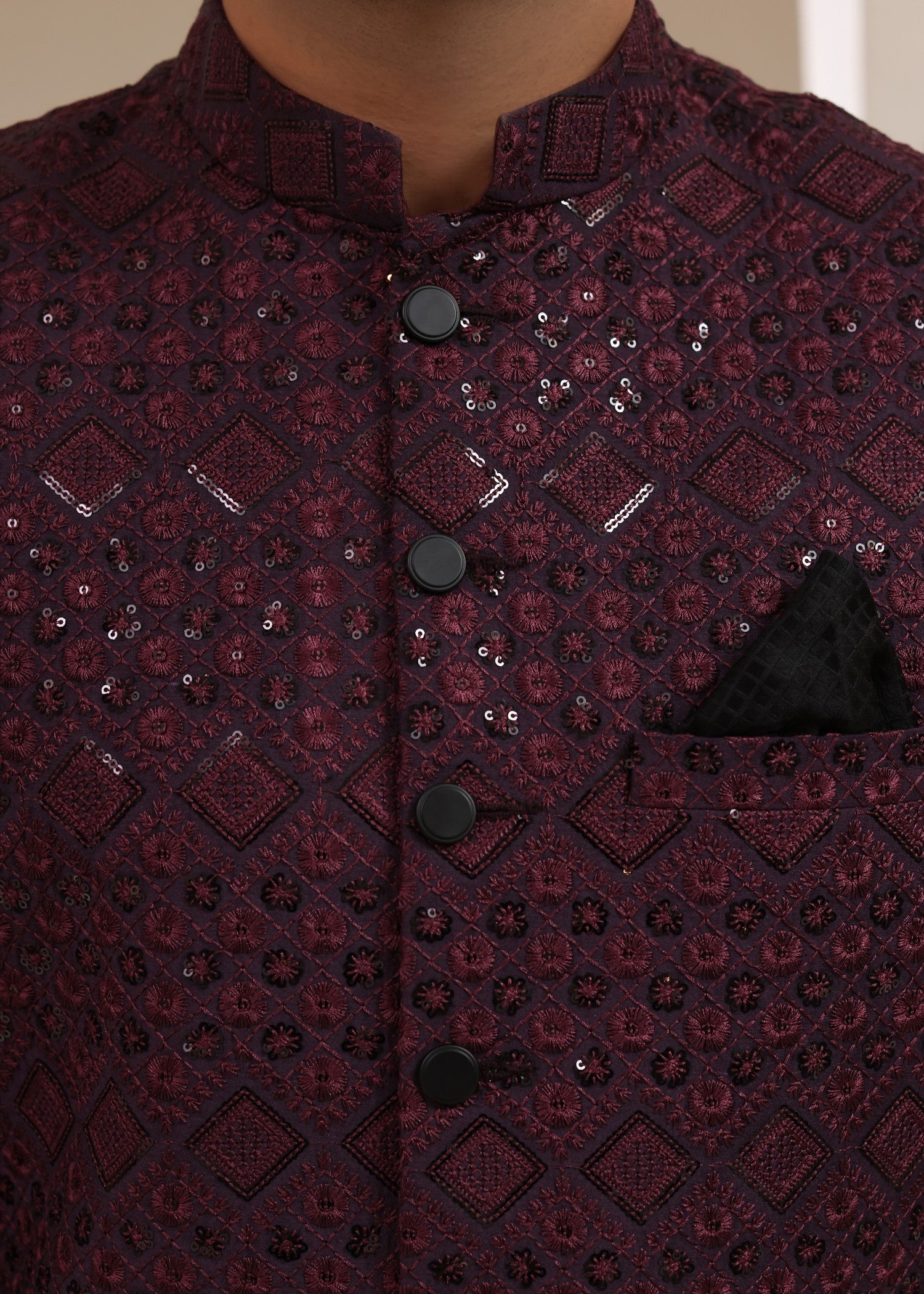 jamawar Sherwani in Purple heart