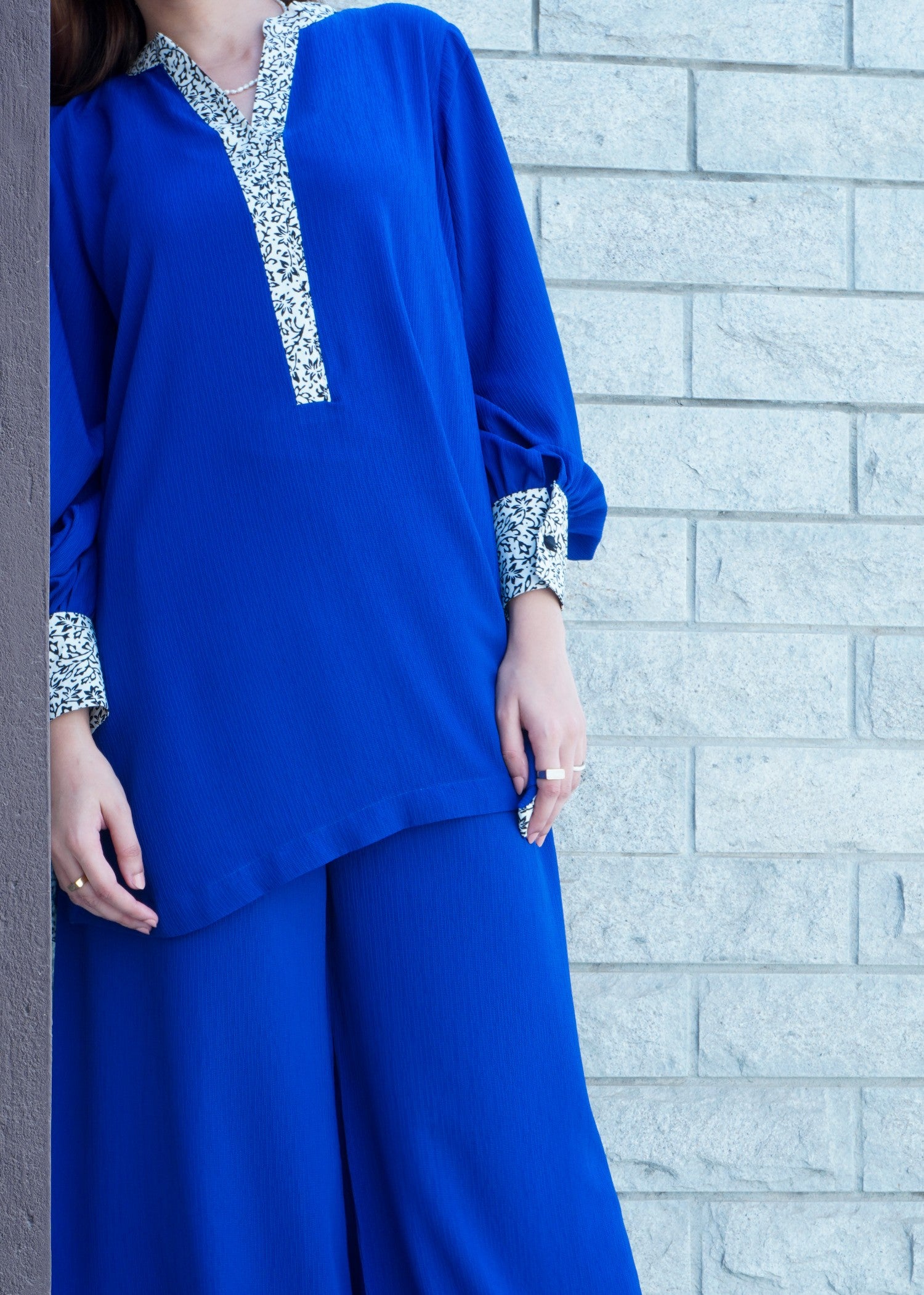 georgette Co Ord Sets in Cobalt blue