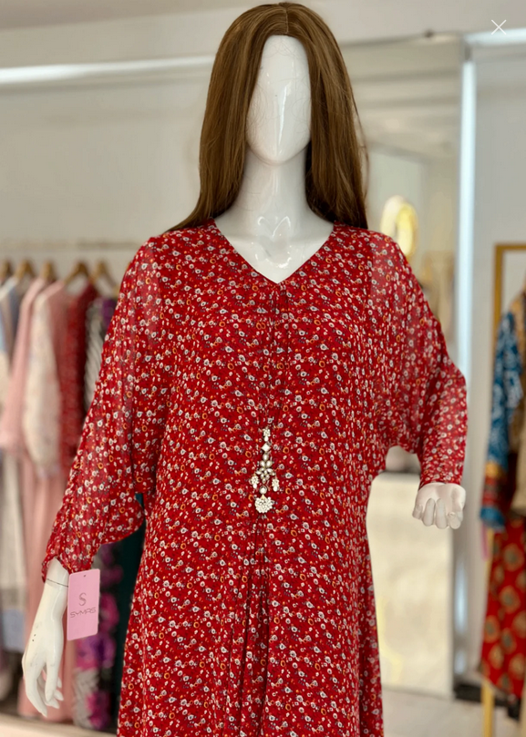 chiffon Maxi in Rose red