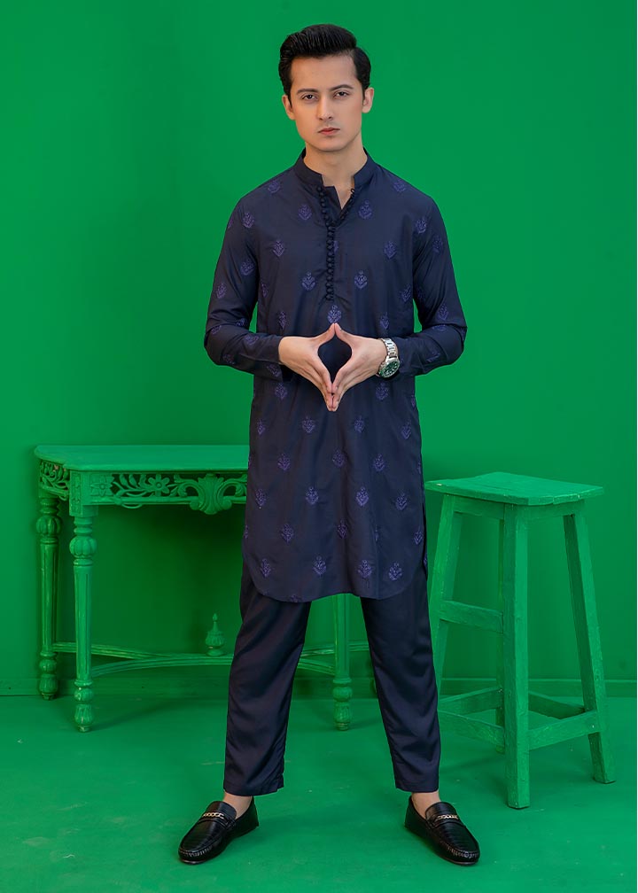 wash & wear Kurta Set in Dark blue