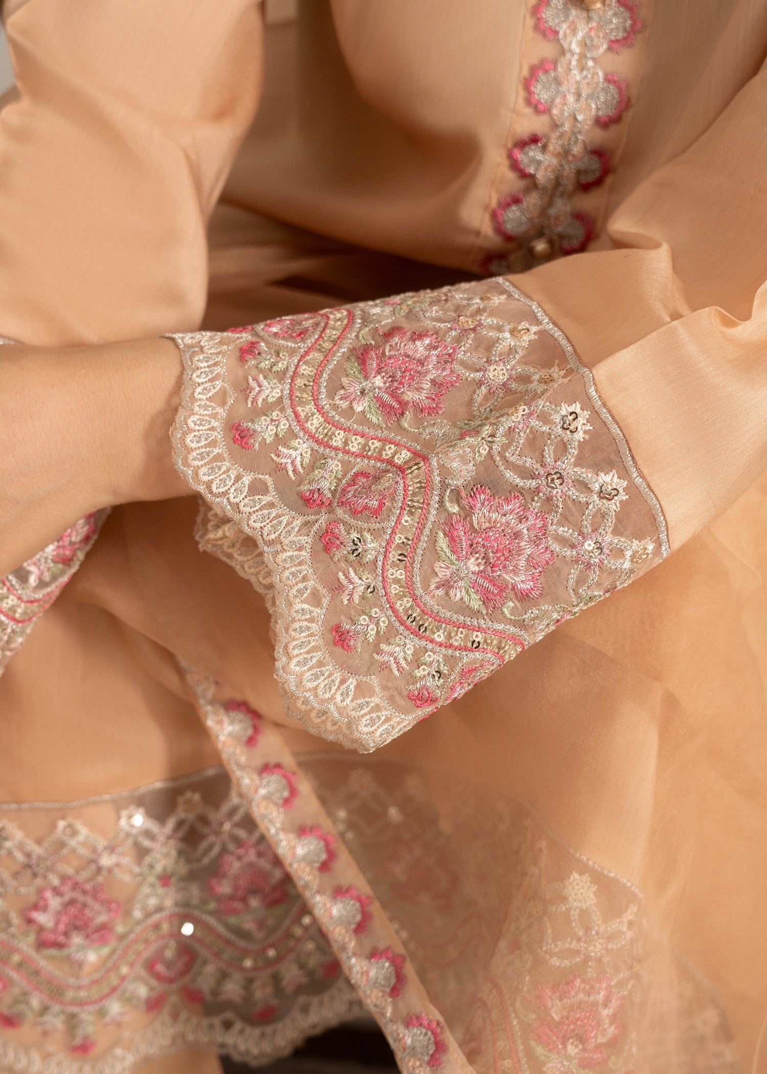 viscose raw silk Kurta Set in Marmalade orange