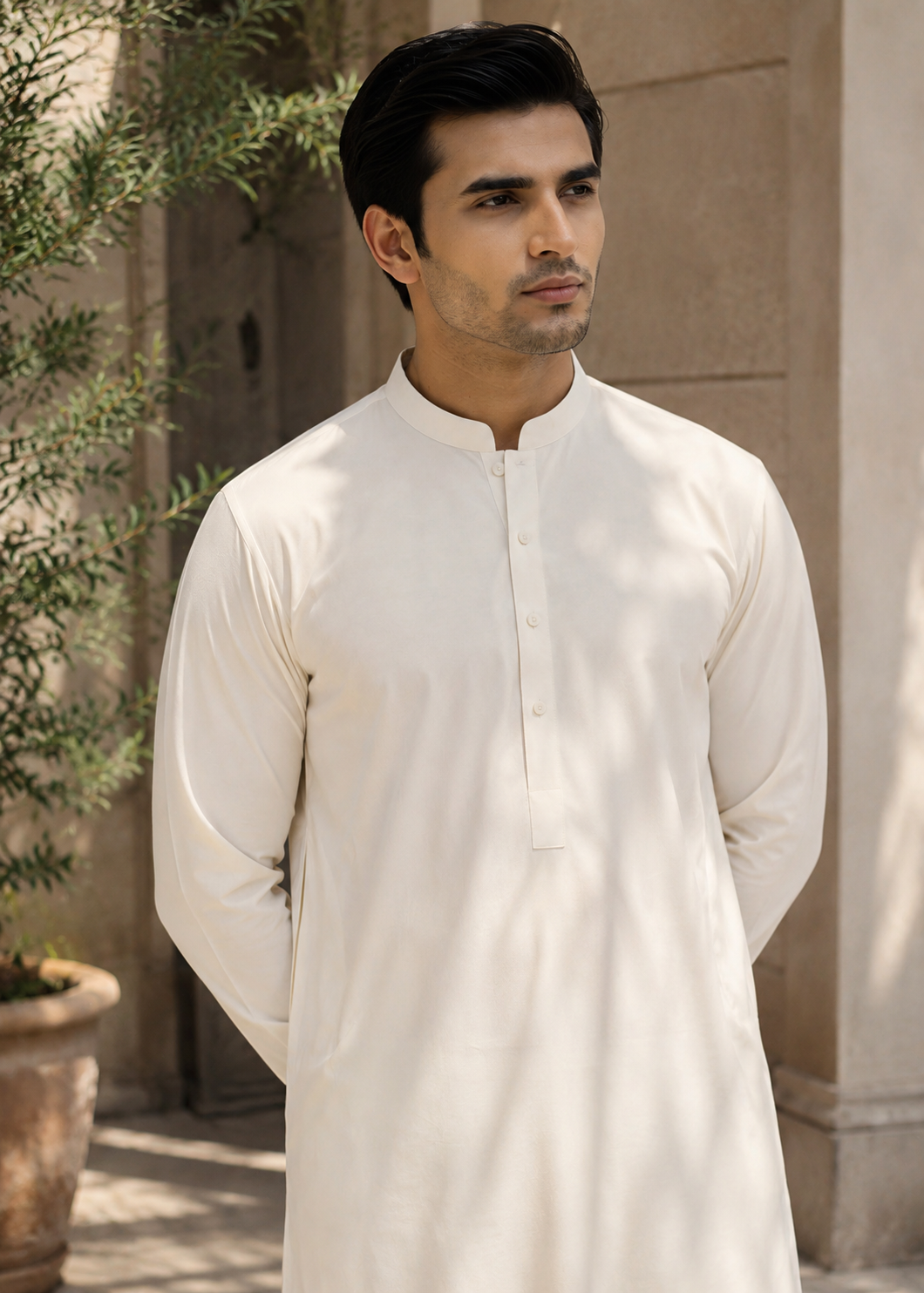 boski Shalwar Kameez in Cream
