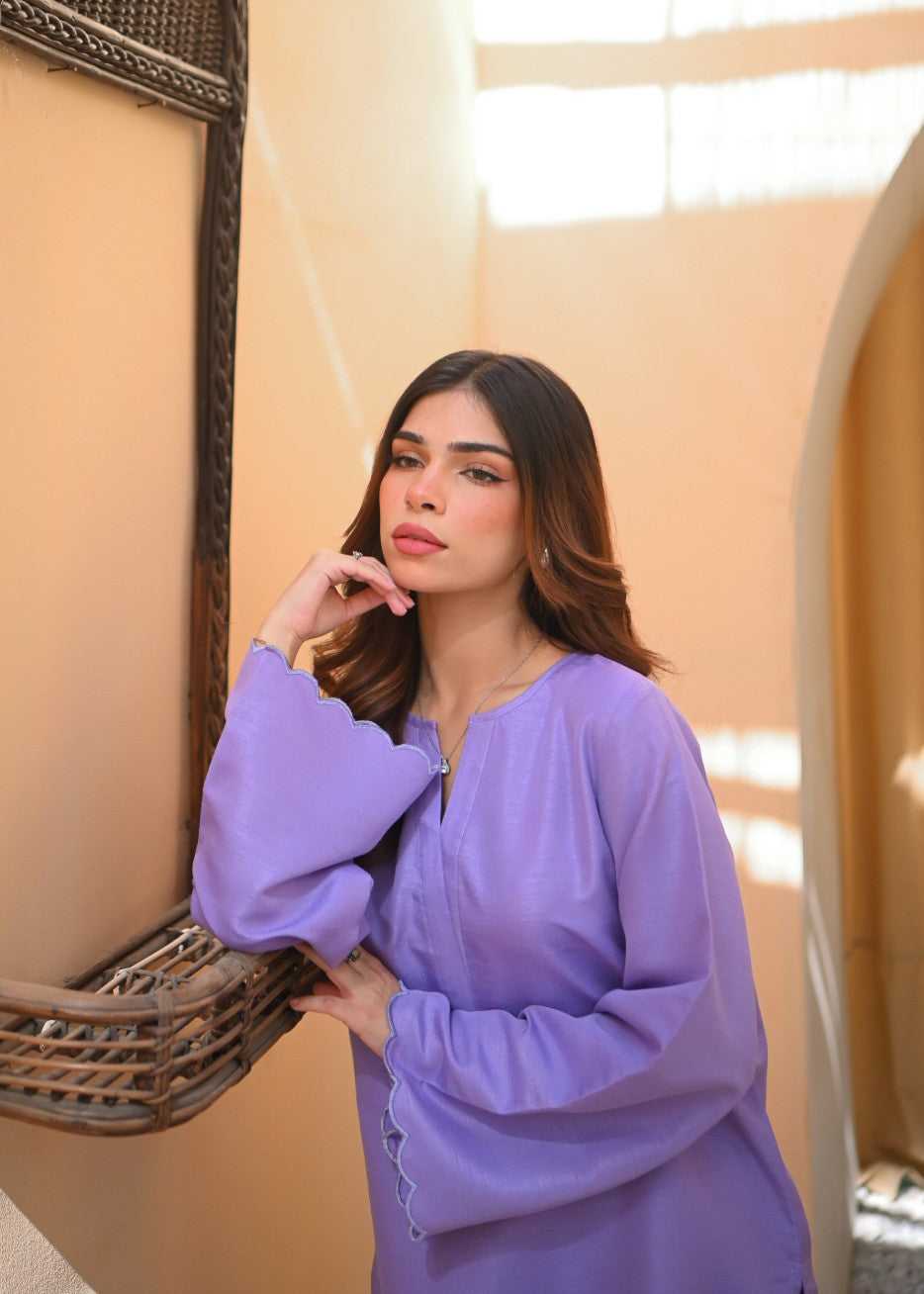 raw silk Co Ord Sets in Lilac