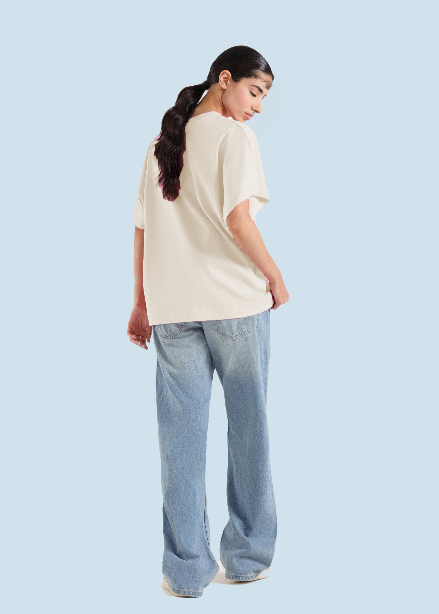 single jersey knit T Shirt in Off-white