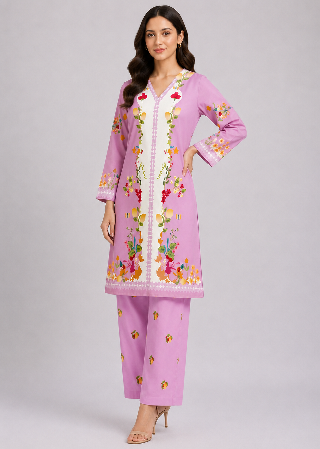 poly lawn Co Ord Sets in Lilac