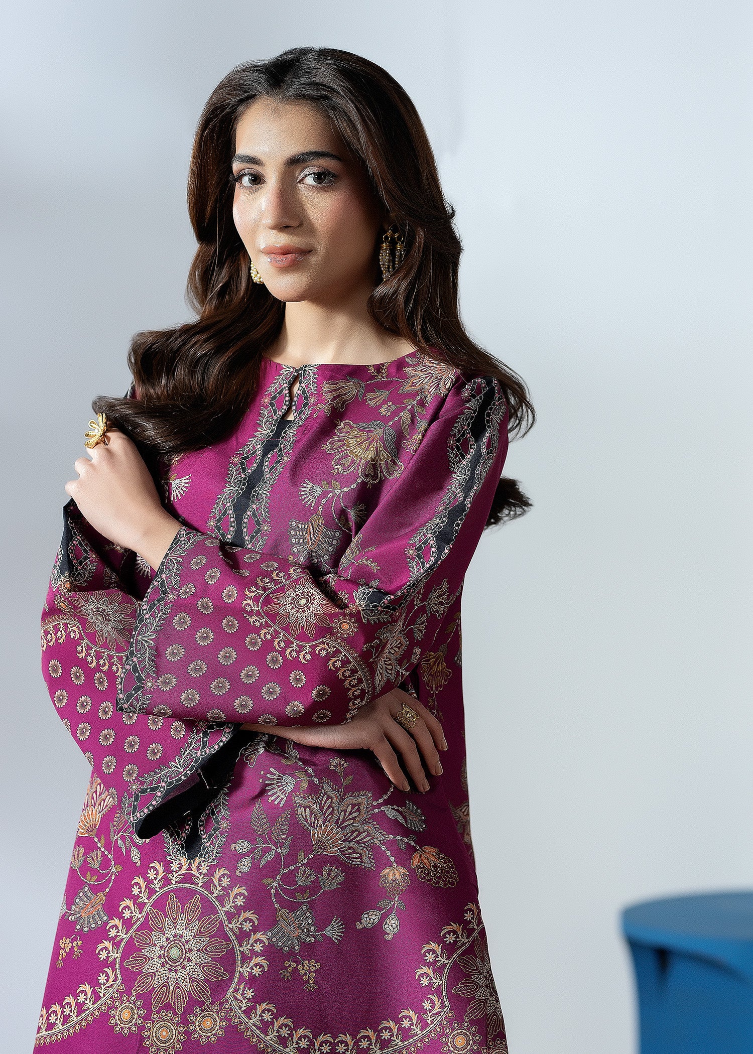 silk finish lawn Co Ord Sets in Plum purple
