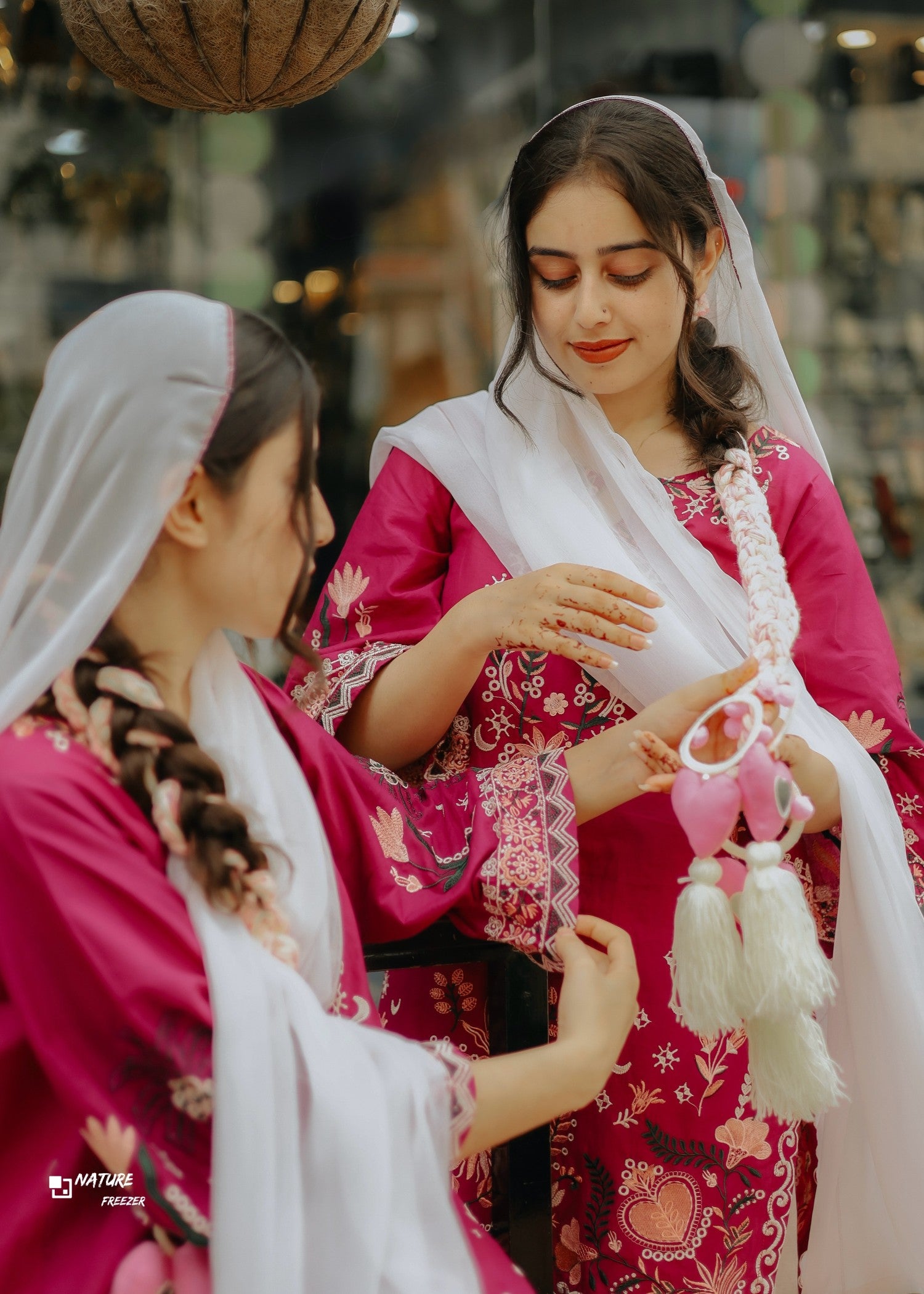 cotton Kurta Set in Magenta