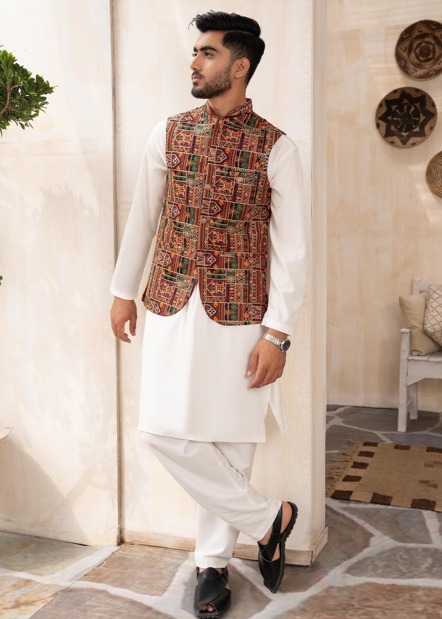 crepe Waistcoat in Multi