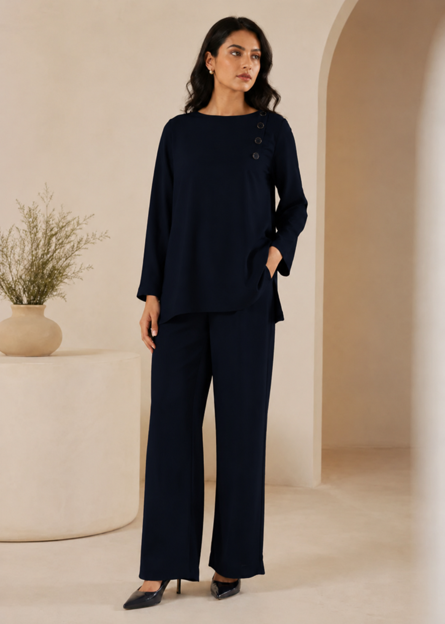georgette Co Ord Sets in Midnight blue
