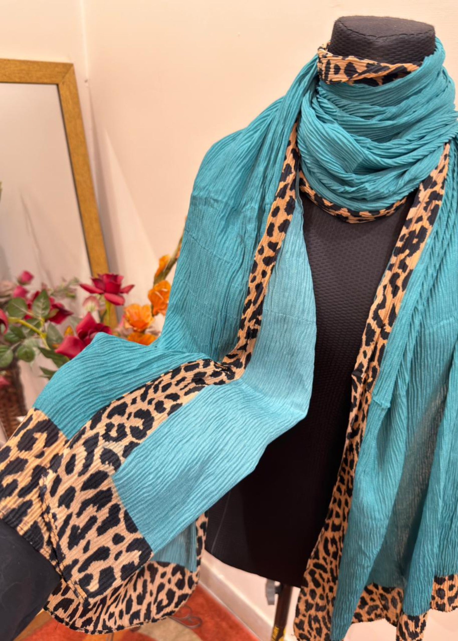 textured lawn Hijab in Bondi blue