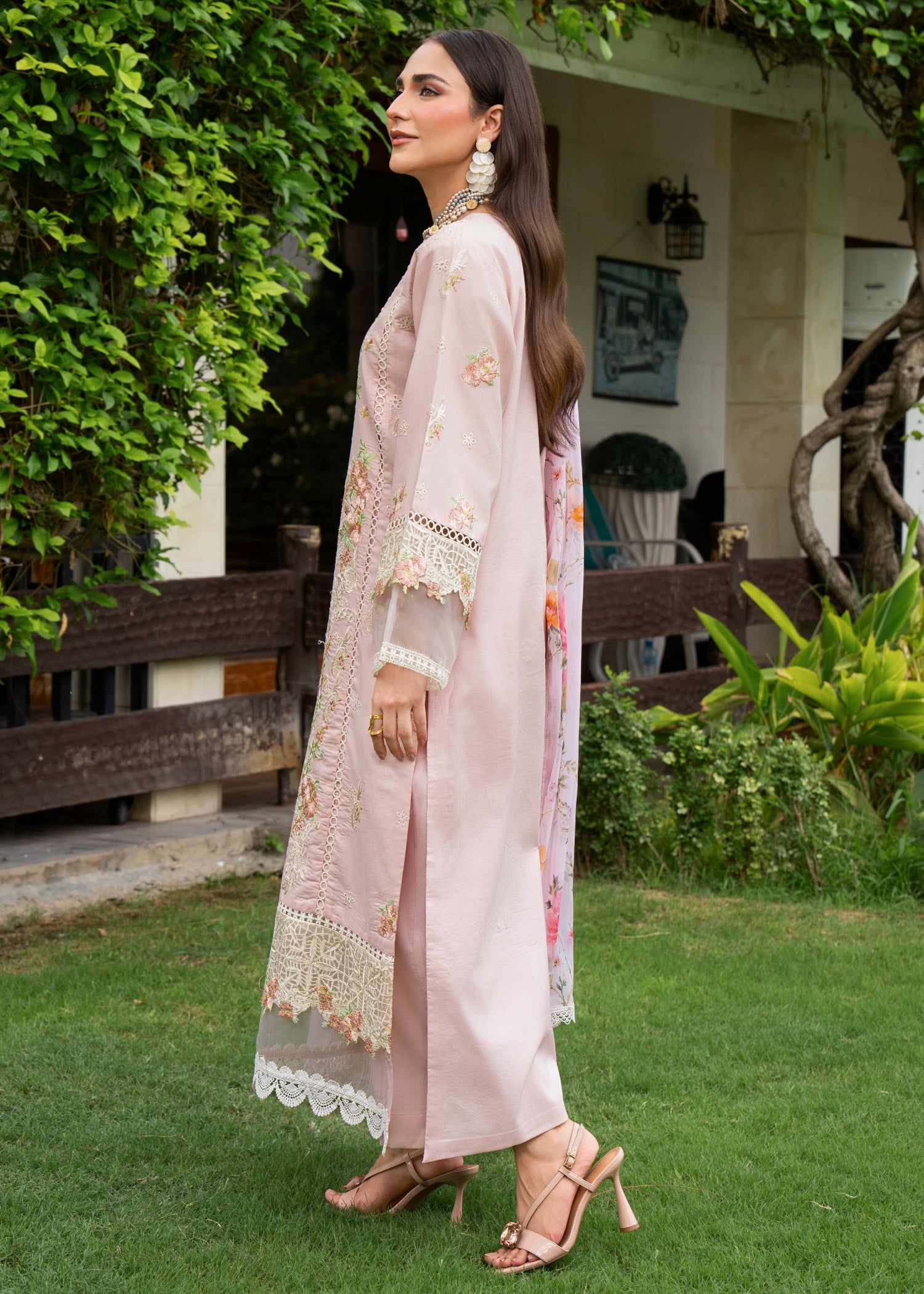 lawn Kurta Set in Orchid pink