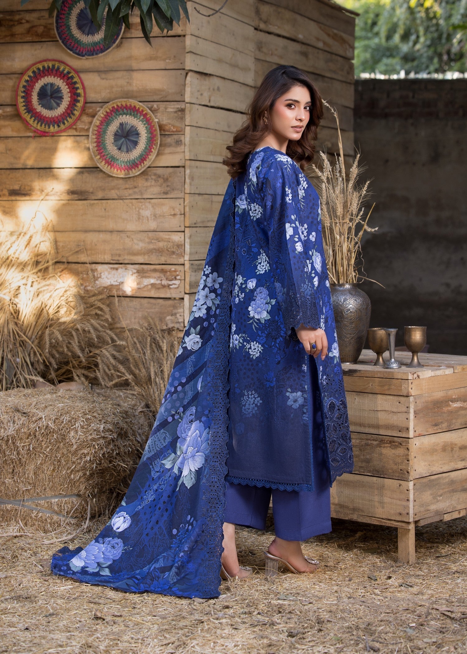 khaddar Kurta Set in Blue