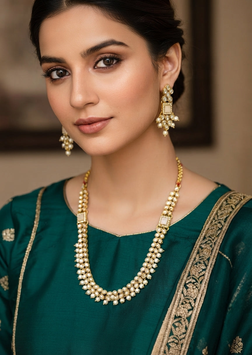 Jewelry Set in Pearl white Color by - Trendy Women Jewelry Set NIZ6086