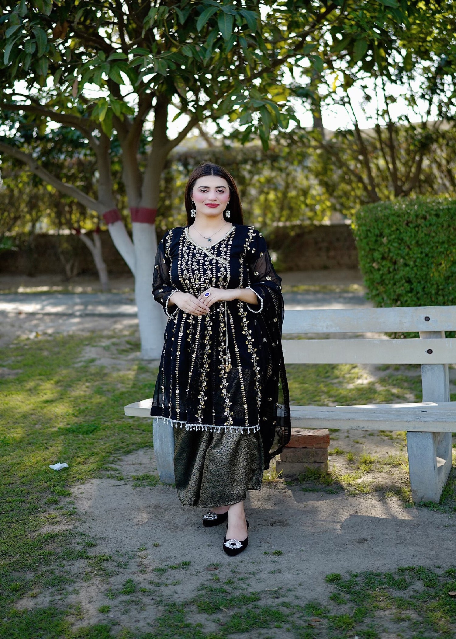 chiffon Angrakha in Black