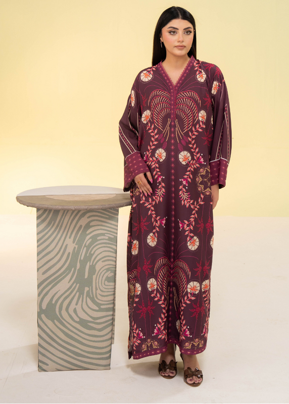 poly lawn Kaftan in Plum
