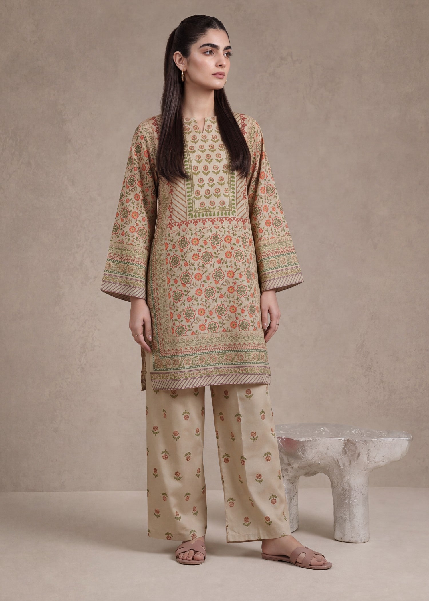 polyester crepe Co Ord Sets in Camel brown