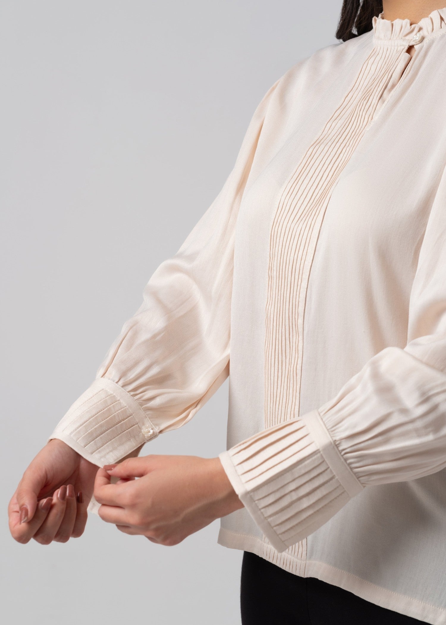 cotton silk Top in Cream