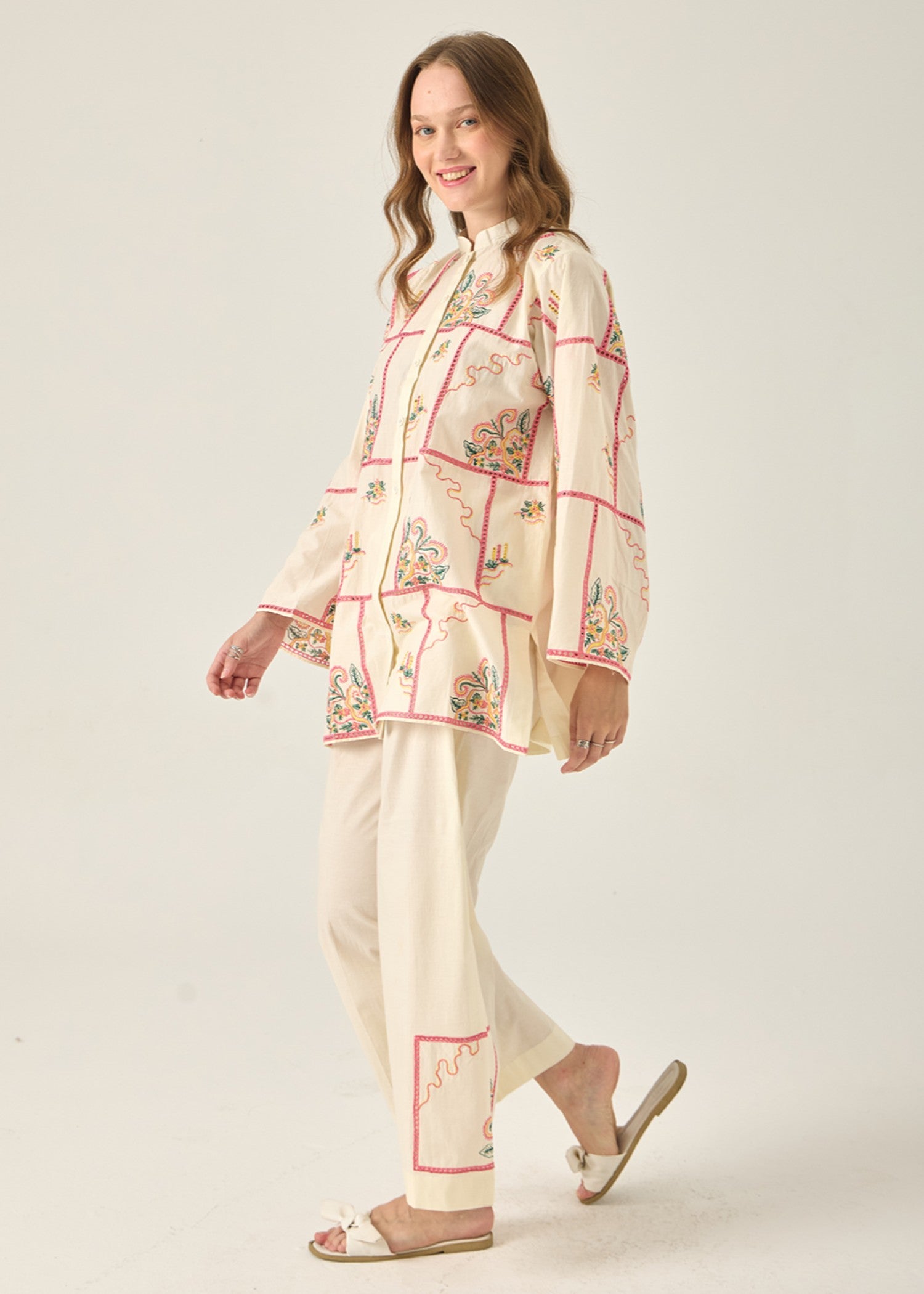 cambric cotton Co Ord Sets in Cream