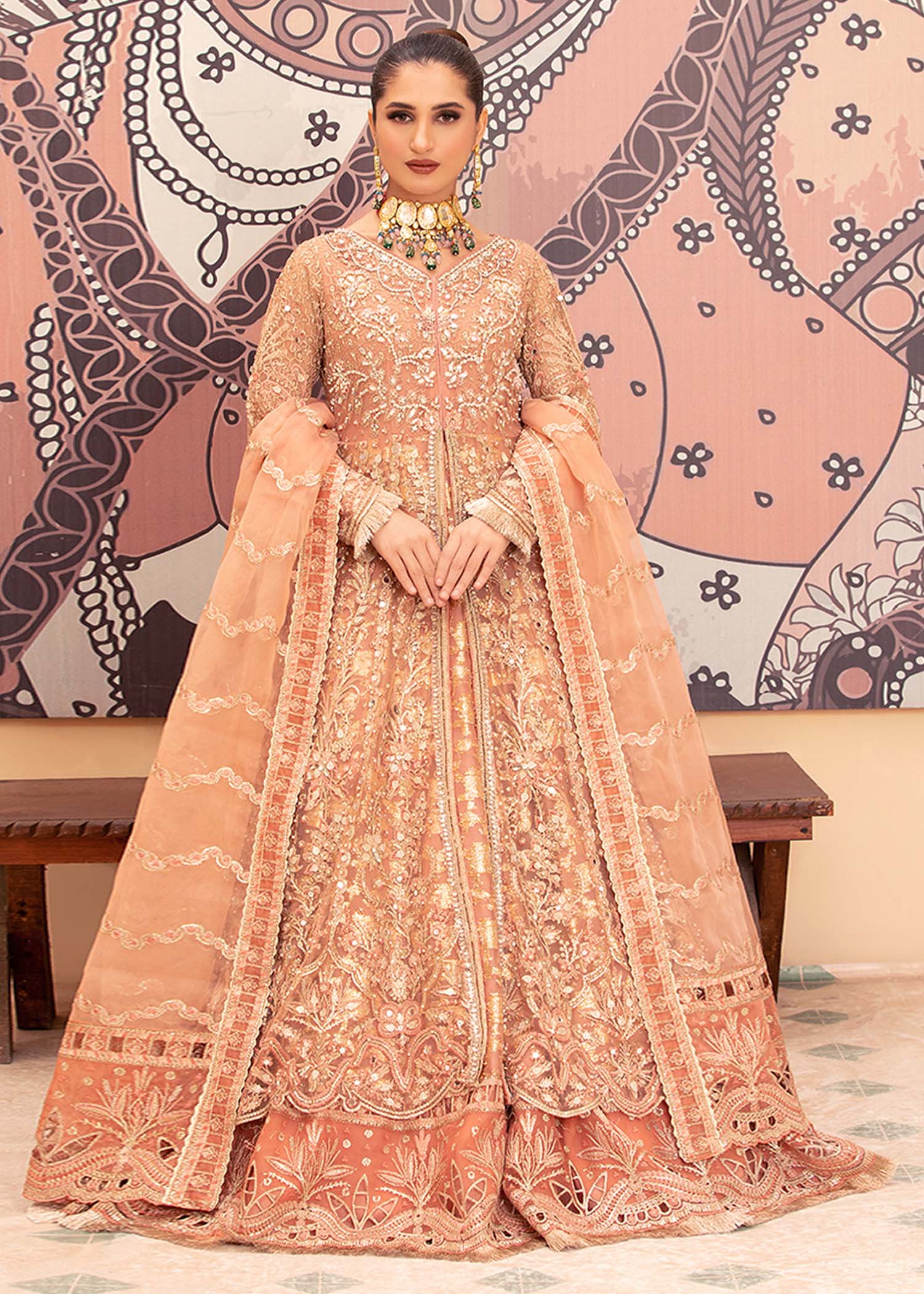 net Maxi in Peach pink