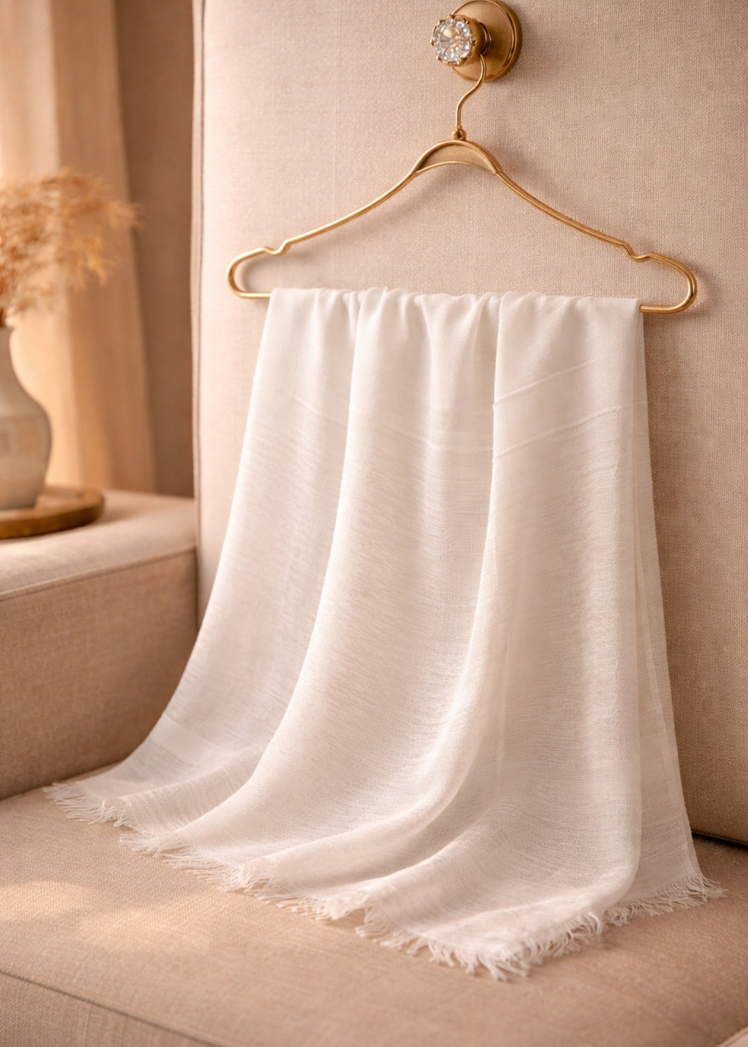 slub linen Hijab in Off-white