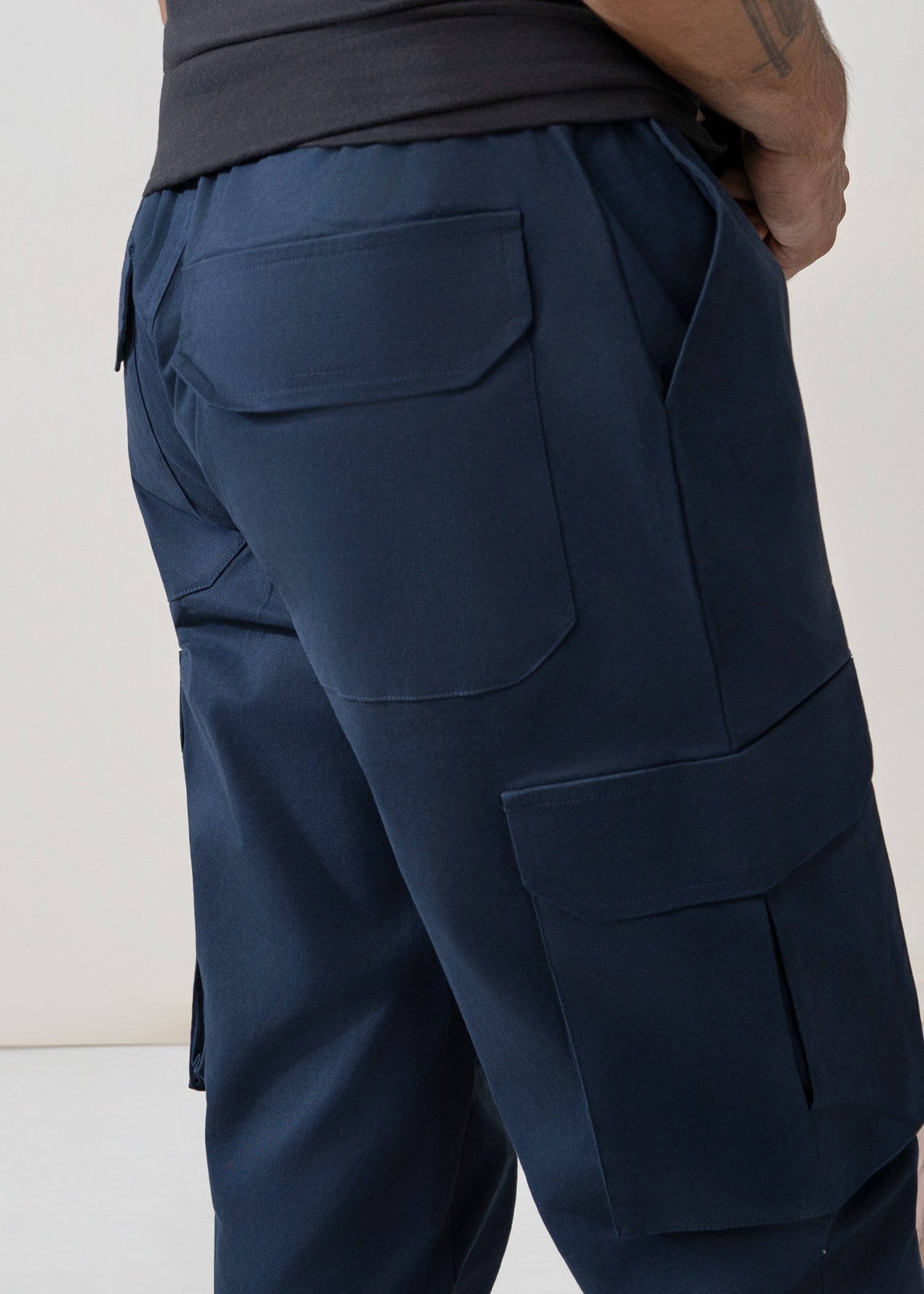 twill cotton Trousers in Navy blue