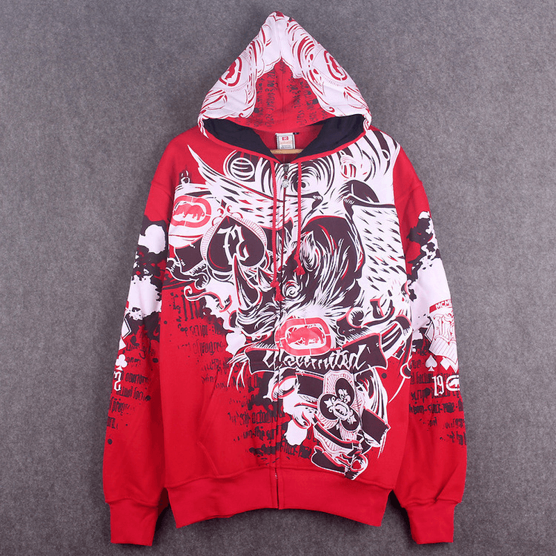 Fashionable Men'S Graffiti Hooded Jacket