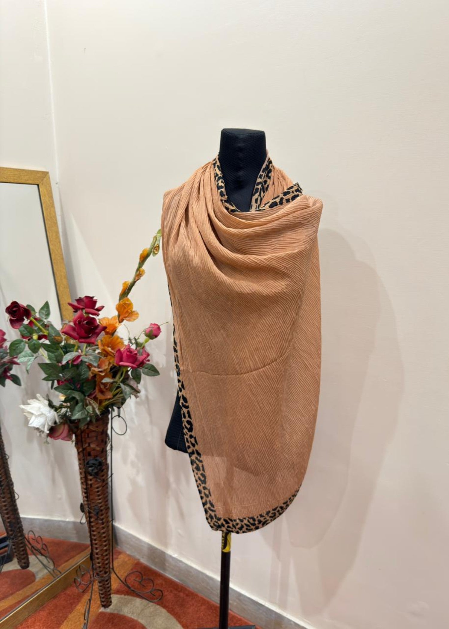textured lawn Hijab in Sand brown