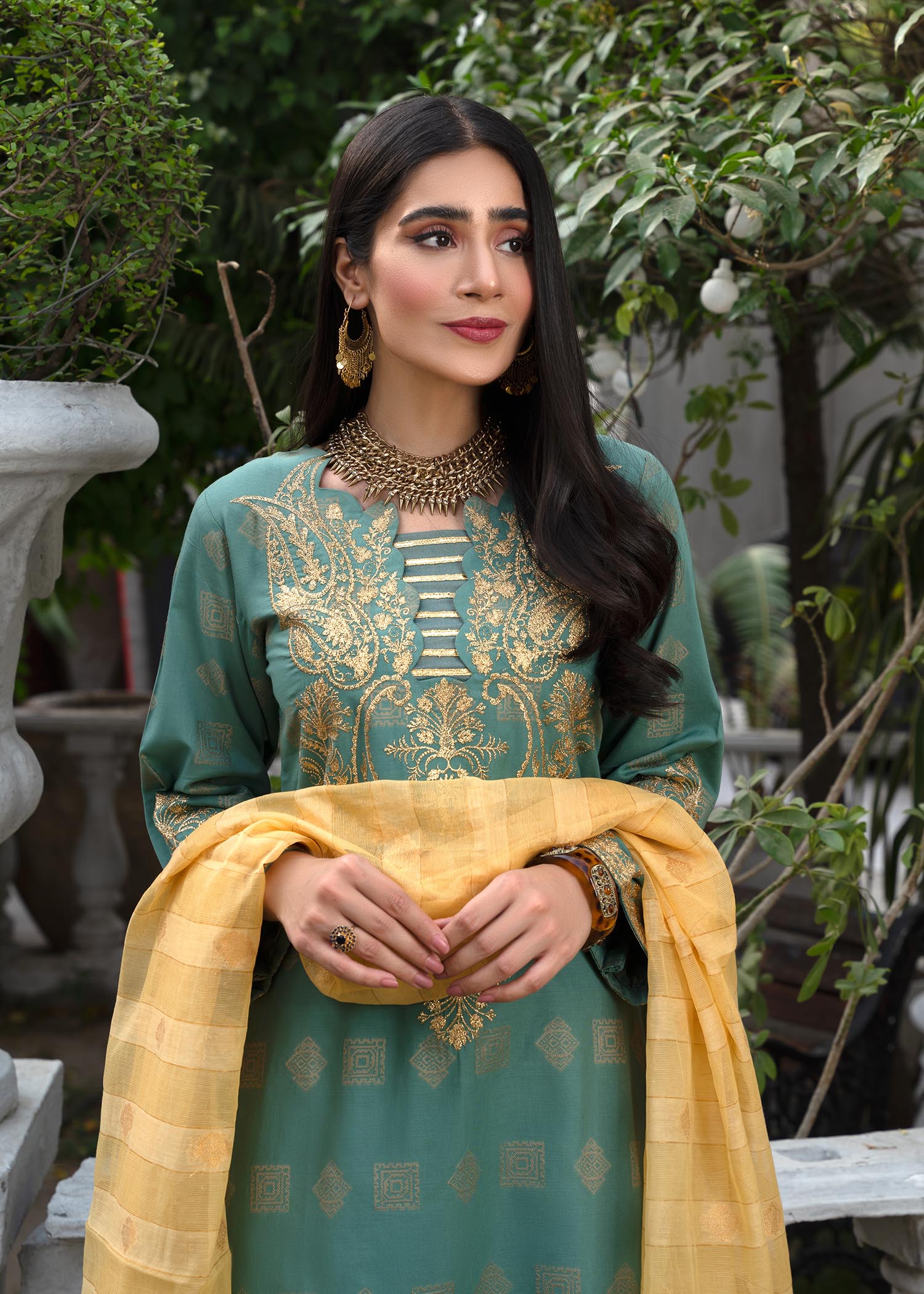 lawn Kurta Set in Parrot green