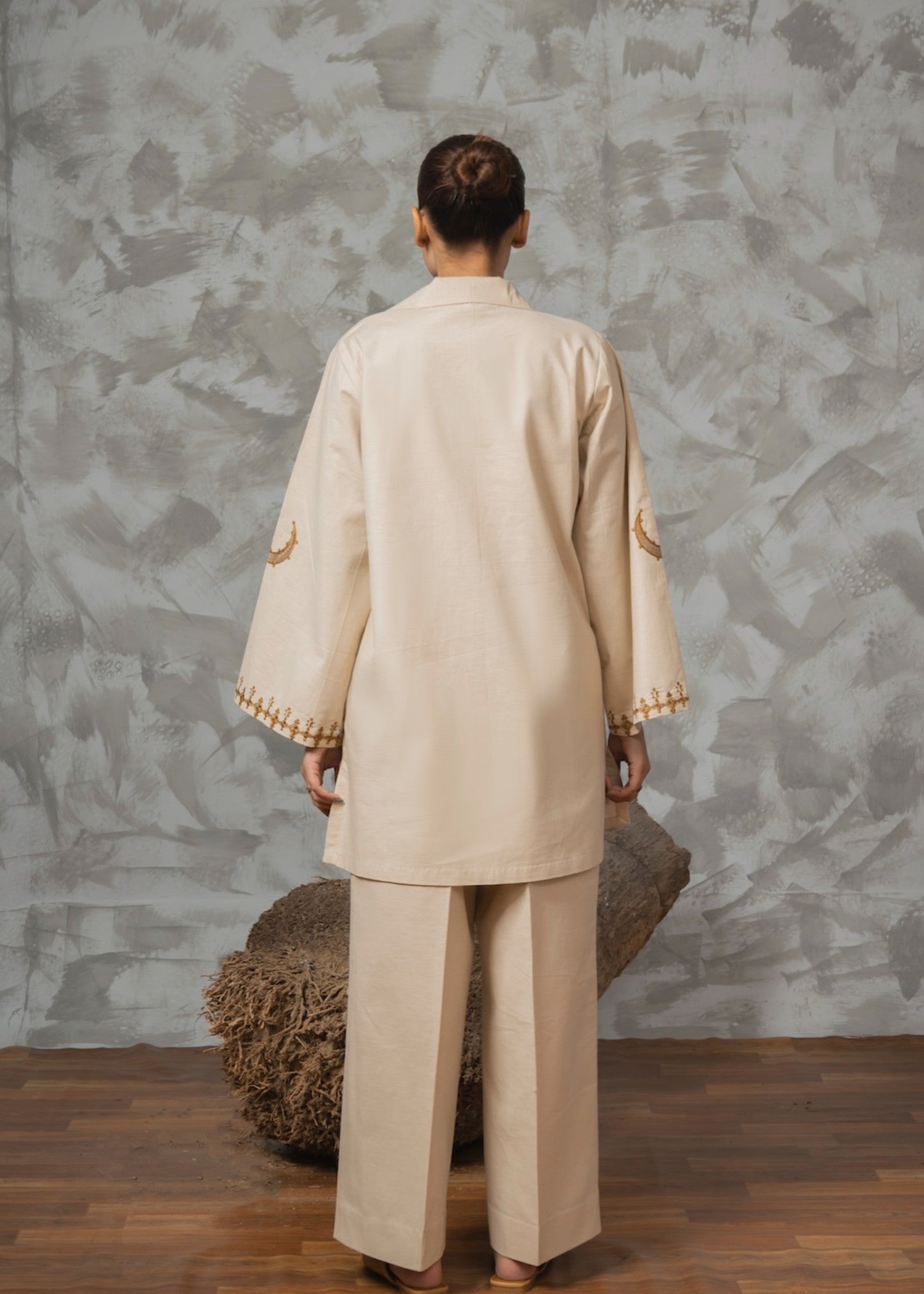 blended linen Co Ord Sets in Wheat, tawny brown